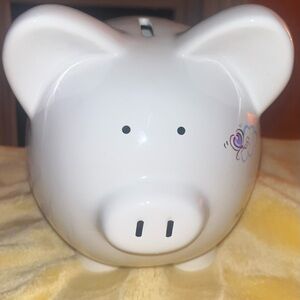 White Piggy Bank with Cute Design